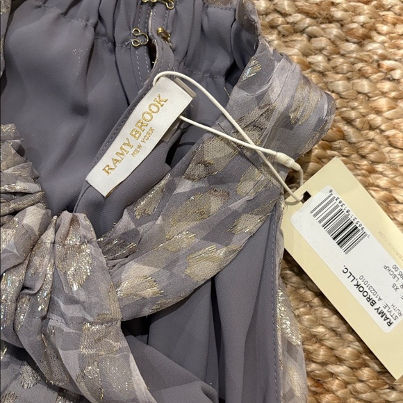 NWT Ramy Brook Metallic Silver Halter Blouse - Picture 3 of 4